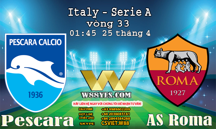 You are currently viewing 01:45 NGÀY 25/4: Pescara vs AS Roma.