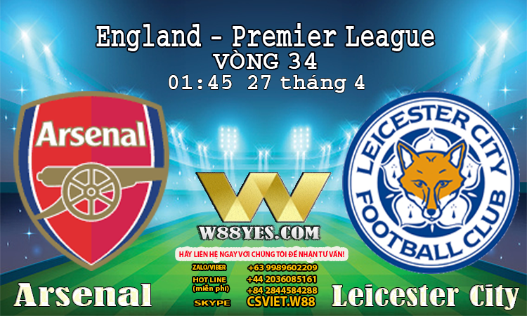 You are currently viewing 01:45 NGÀY 27/4: Arsenal vs Leicester City.