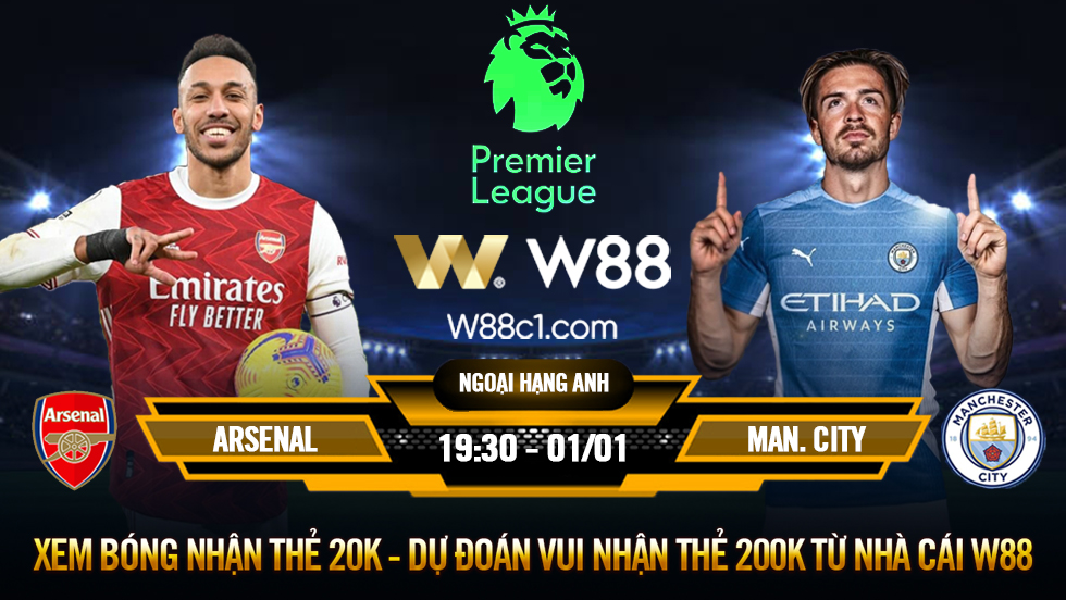 Read more about the article [W88 – MINIGAME] ARSENAL – MAN CITY | NGOẠI HẠNG ANH | THỬ THÁCH CỰC ĐẠI