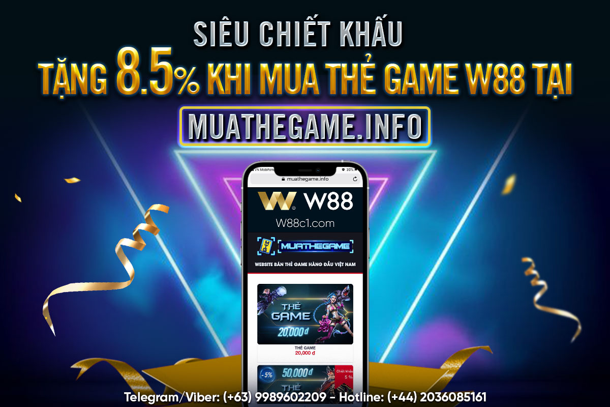 Read more about the article SIÊU CHIẾT KHẤU – TẶNG 8.5% KHI MUA THẺ GAME W88 TẠI MUATHEGAME.INFO
