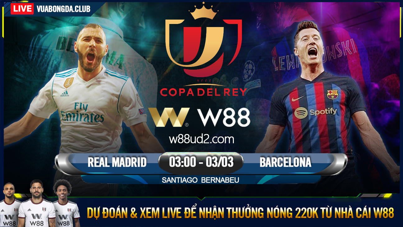 Read more about the article [W88 – MINIGAME] REAL MADRID – BARCELONA| COPA DEL REY | ĐỐI THỦ TRUYỀN KIẾP
