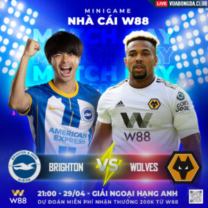 Read more about the article [W88 – MINIGAME] BRIGHTON – WOLVES | NGOẠI HẠNG ANH | TRỞ LẠI QUỶ ĐẠO