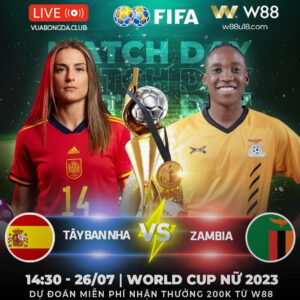 Read more about the article [W88 – MINIGAME] TÂY BAN NHA – ZAMBIA | WORLD CUP NỮ  | MÀU ĐỎ LÀ MÁU HAY CHIẾN THẮNG?