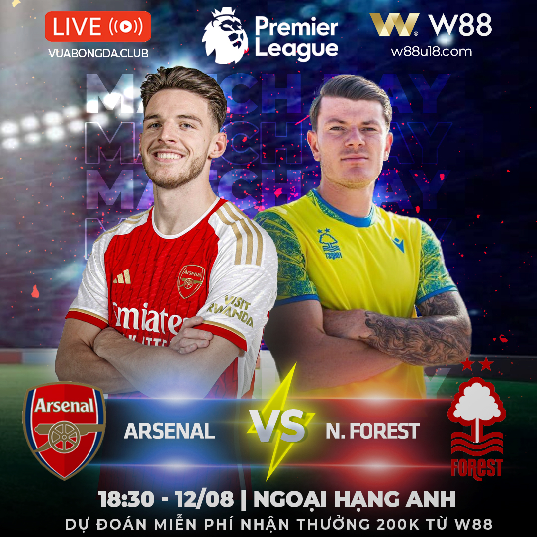 You are currently viewing [W88 – MINIGAME] ARSENAL – NOTTINGHAM FOREST| NGOẠI HẠNG ANH | MỤC TIÊU 3 ĐIỂM