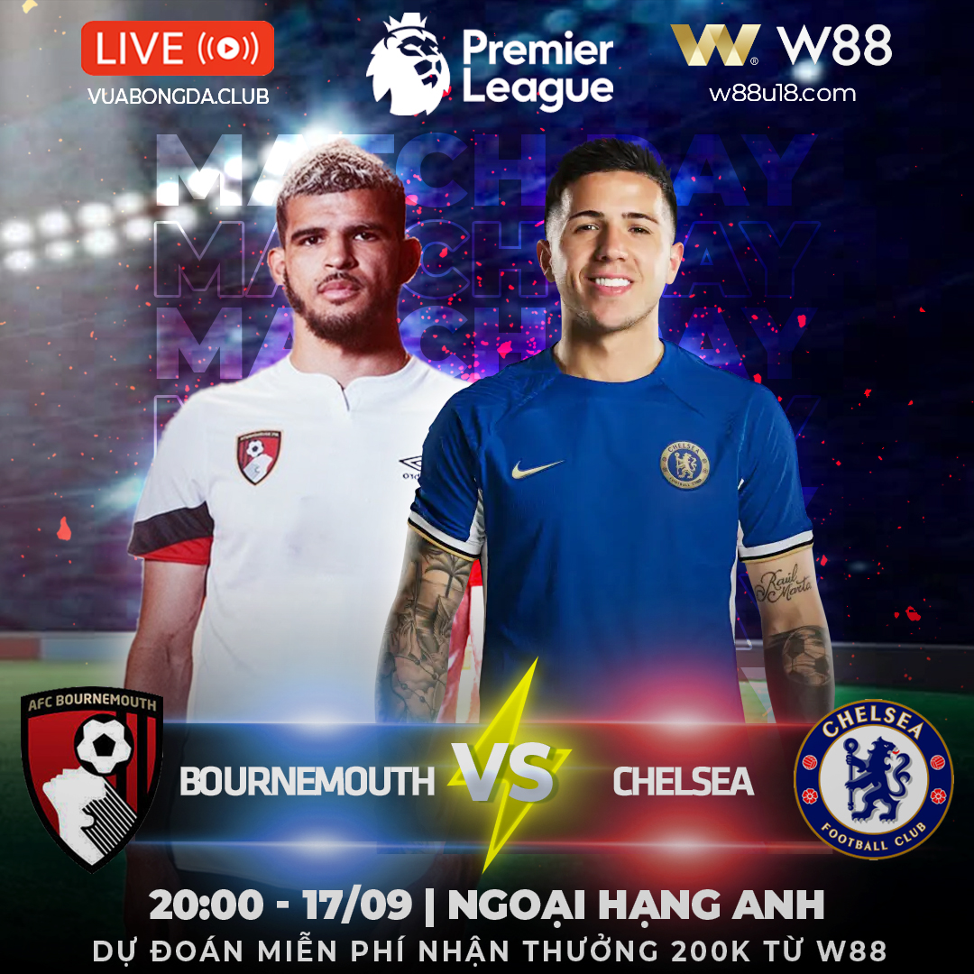 Read more about the article [W88 – MINIGAME] BOURNEMOUTH – CHELSEA | NGOẠI HẠNG ANH | 3 ĐIỂM CHO BLUES