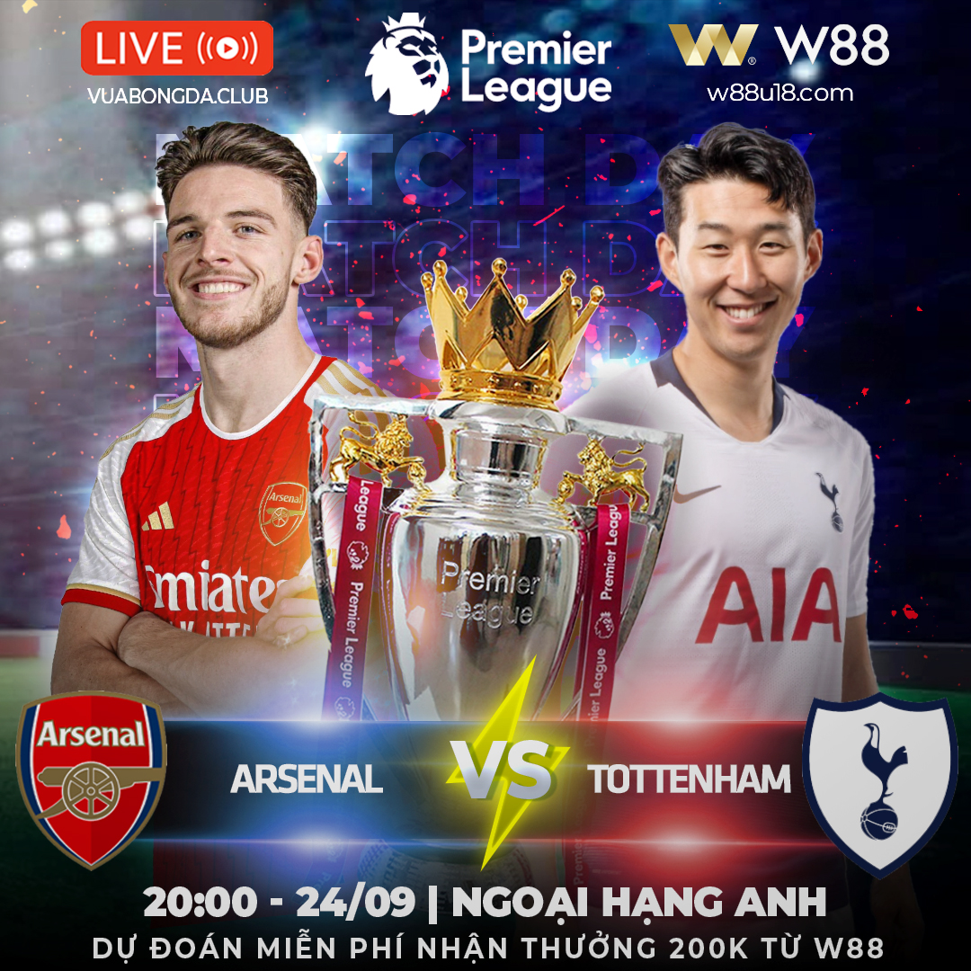 Read more about the article [W88 – MINIGAME] ARSENAL – TOTTENHAM | NGOẠI HẠNG ANH | GÀ TRỐNG GÃY CÁNH