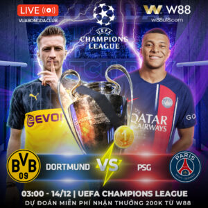 Read more about the article [W88 – MINIGAME] DORTMUND – PSG | CUP C1 | CUỘC CHIẾN CỦA CÁC NGÔI SAO