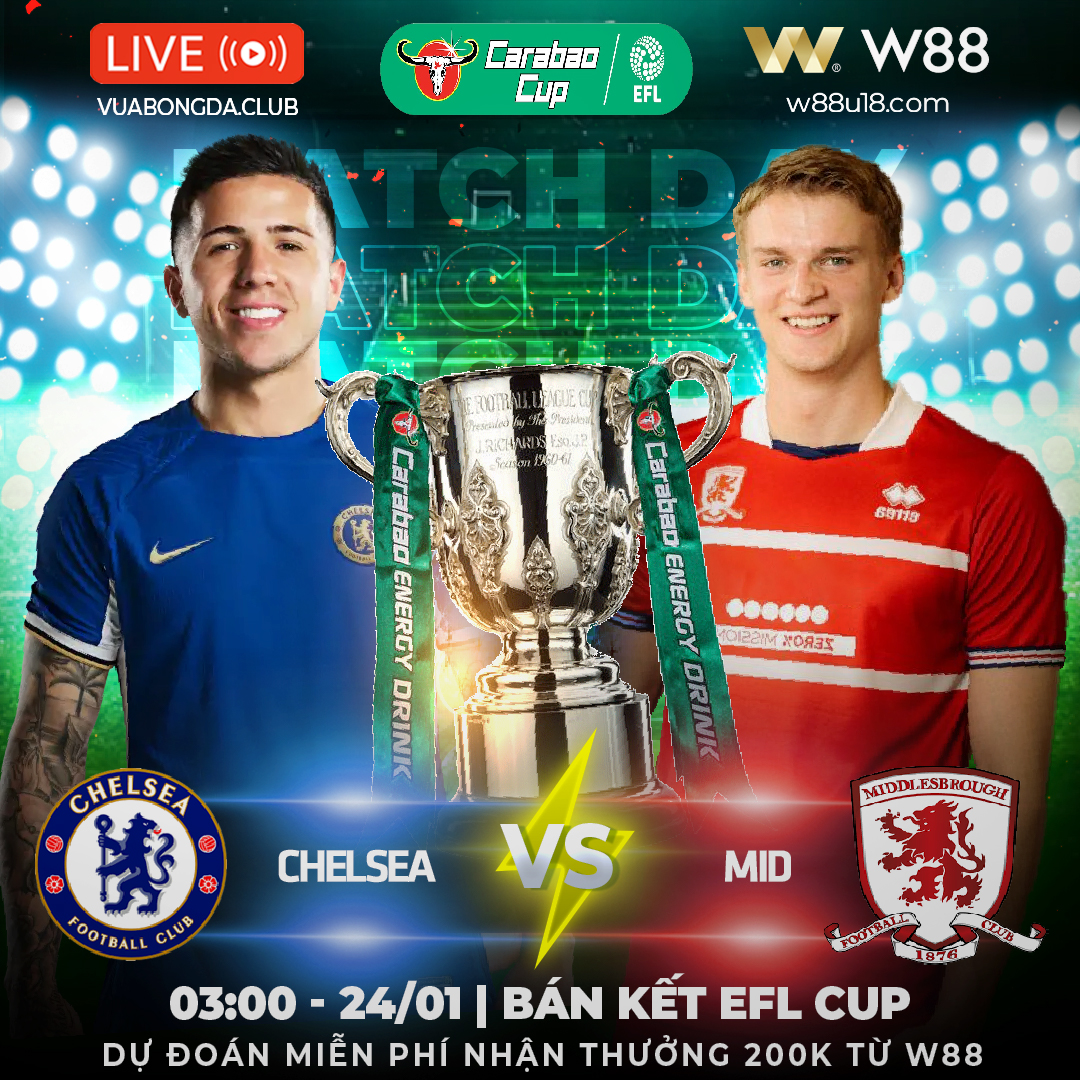 Read more about the article [W88 – MINIGAME] CHELSEA – MIDDLESBROUGH | BÁN KẾT CARABAO CUP | TẠM BIỆT MÀU XANH