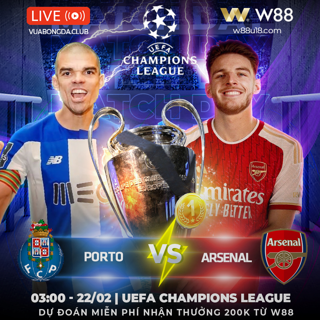 Read more about the article [W88 – MINIGAME] UCL | PORTO VS ARSENAL | CƠN CUỒNG PHONG ĐỎ