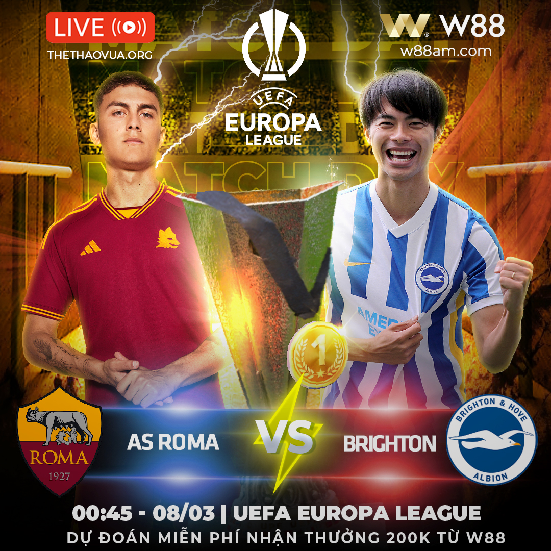 You are currently viewing [W88 – MINIGAME] UEFA | ROMA – BRIGHTON | TRỪNG PHẠT BRIGHTON